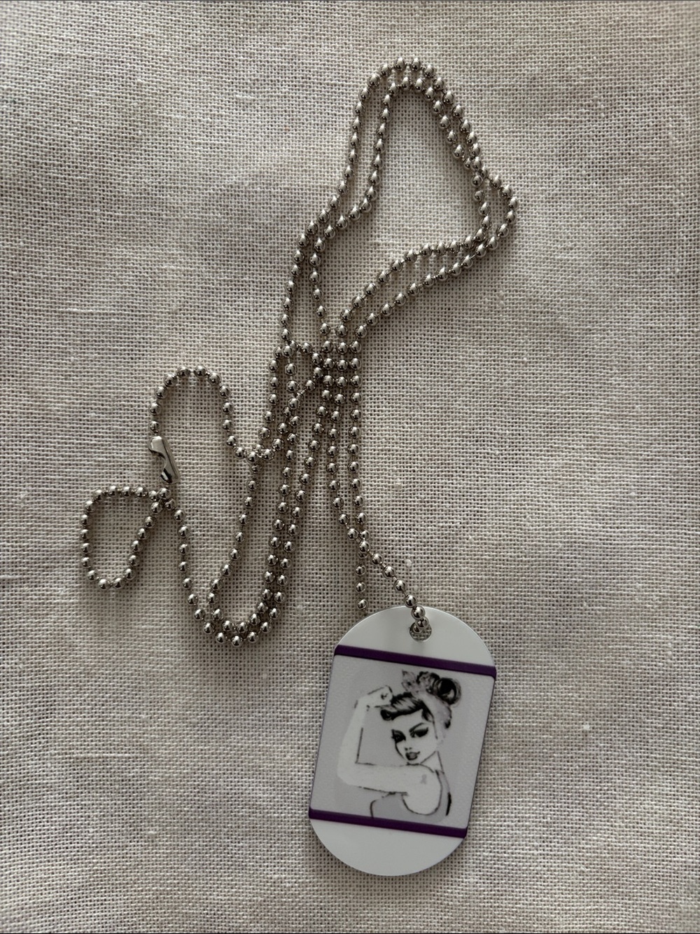 Silver-Tone Women's Pendant Necklace with Purple Accents